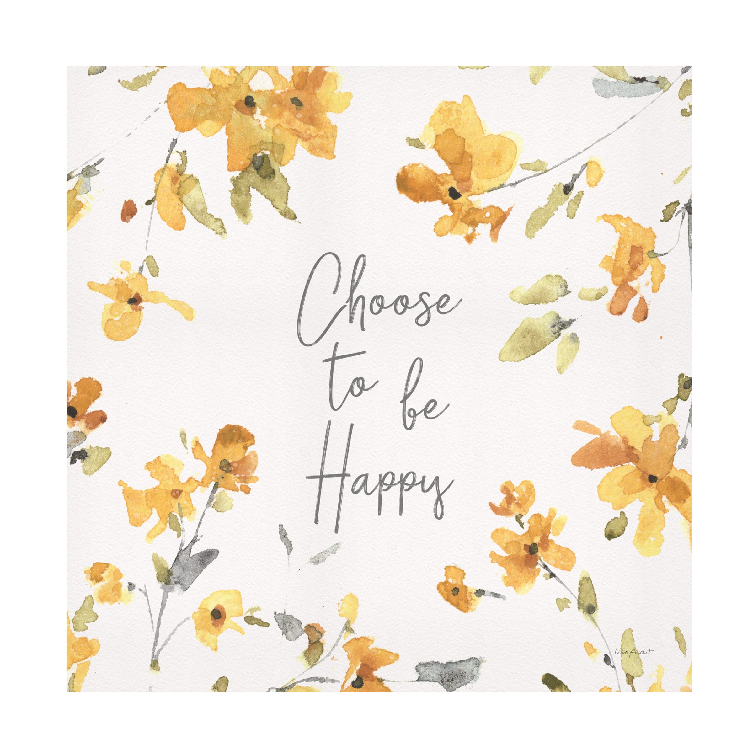 Lisa Audit 'Happy Yellow 20' Abstract Floral Canvas Wall Art Print - Modern Home Decor for Living Room, Bedroom & Office