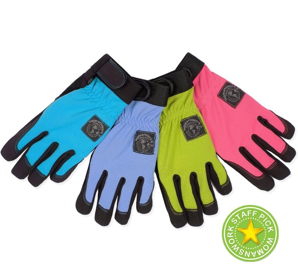 Womanswork Digger Gardening Gloves for Women - Teal Blue, Medium Size | Durable & Comfortable for Planting, Weeding & Outdoor Work