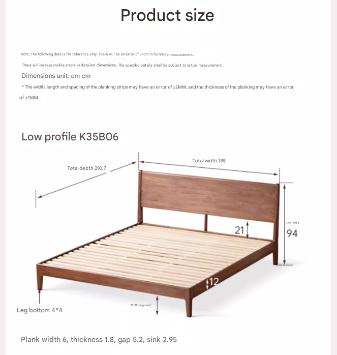 Solid Black Walnut Wood Bed Frame - Queen Size, Natural Wood Grain, Sturdy Platform Bed - Perfect for Modern, Farmhouse & Rustic Bedroom Decor