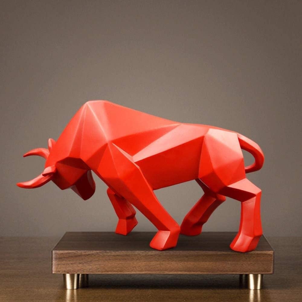 YUYTIN Creative Resin Red Bull Statue - Abstract Bison Ox Sculpture for Home Decor, Modern Nordic Style Figurine - Perfect for Living Room, Office & Gift Giving