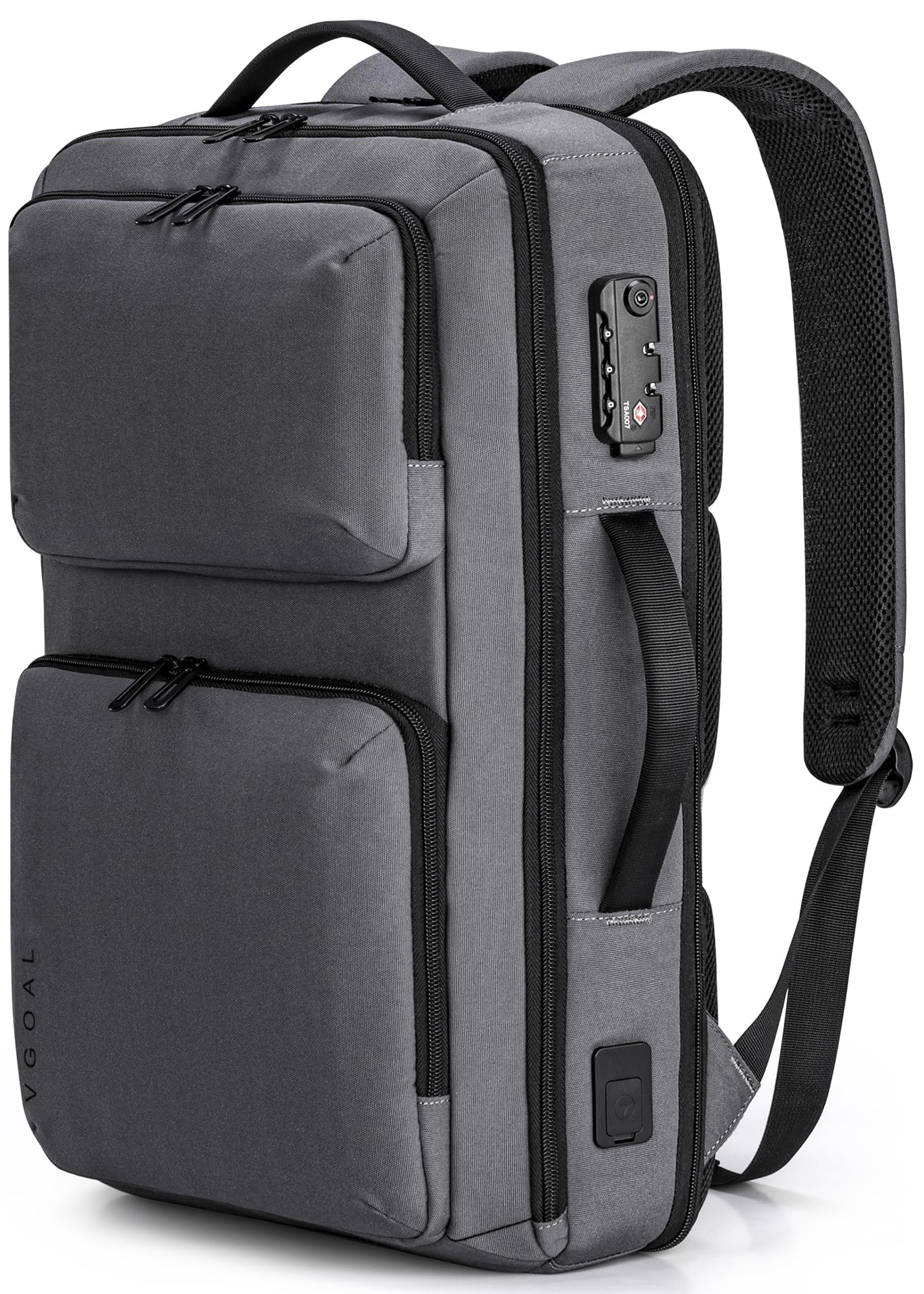 VGOAL 3 in 1 Laptop Backpack for 17.3 Inch Laptop - Lightweight Waterproof Travel Backpack with USB Charging Port - Durable Computer Bag for Men & Women - Perfect for Work, School, Hiking & Daily Commute (Grey)