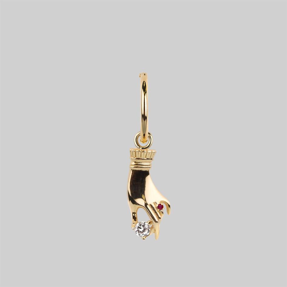 MILDRED. Gold Disembodied Hand Hoop Earrings - Gothic Jewelry for Halloween, Cosplay, and Alternative Fashion
