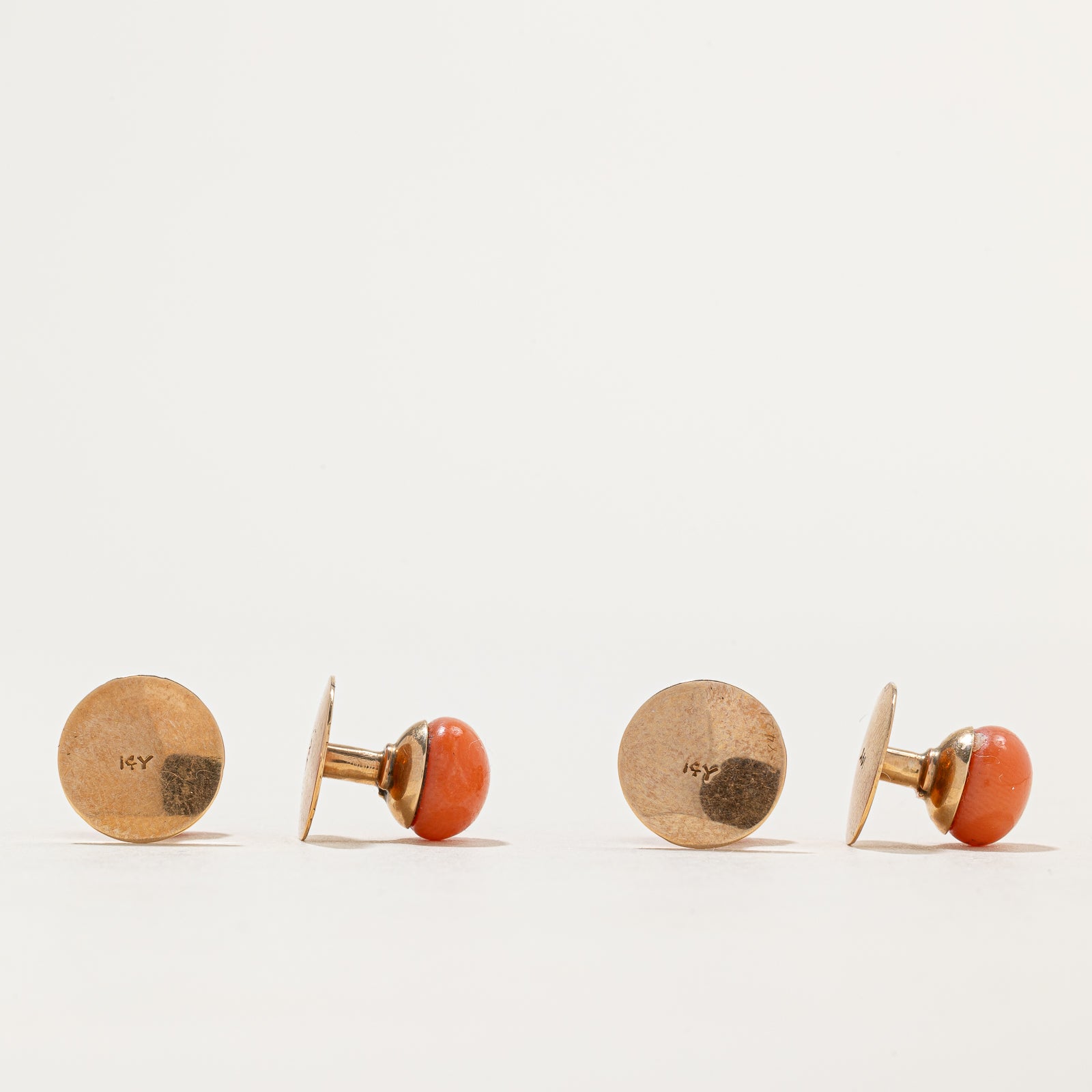 Victorian Style Solitaire Coral Cufflinks Set - 34.00 Carat Total Weight | Elegant Dress Shirt Accessories for Weddings & Formal Events