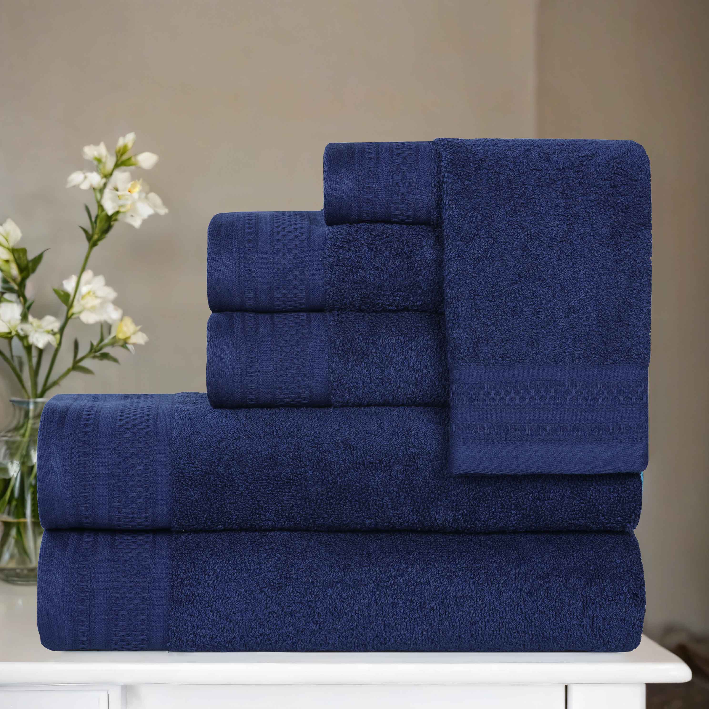 Premium Honeycomb Waffle Weave Cotton 6-Piece Bath Towel Set - Ultra Soft & Absorbent Luxury Towels for Spa, Bathroom & Guest Use
