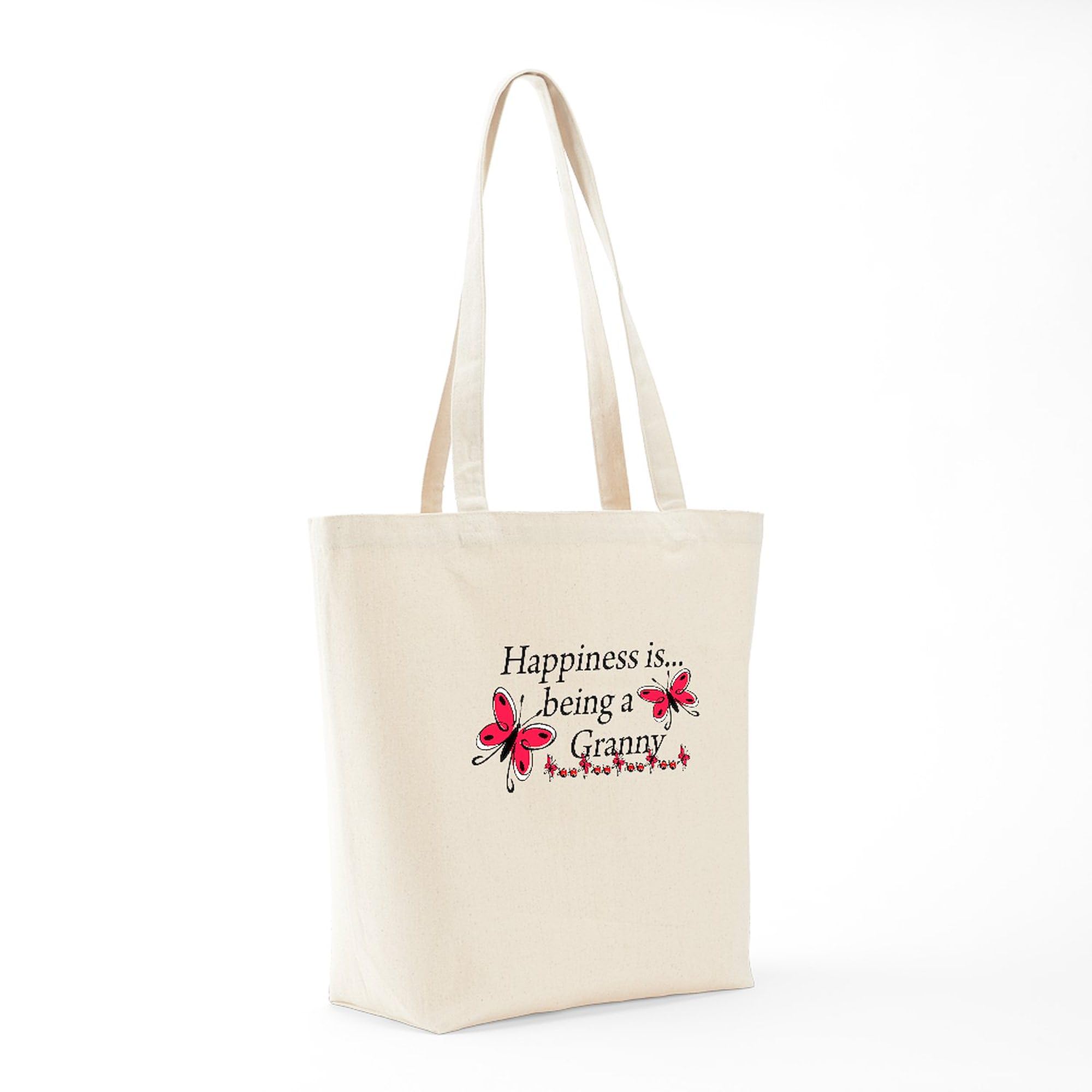 Butterfly 'Being A Granny' Natural Canvas Tote Bag - Reusable Eco-Friendly Shopping Bag for Groceries, Beach & Grandma Gifts