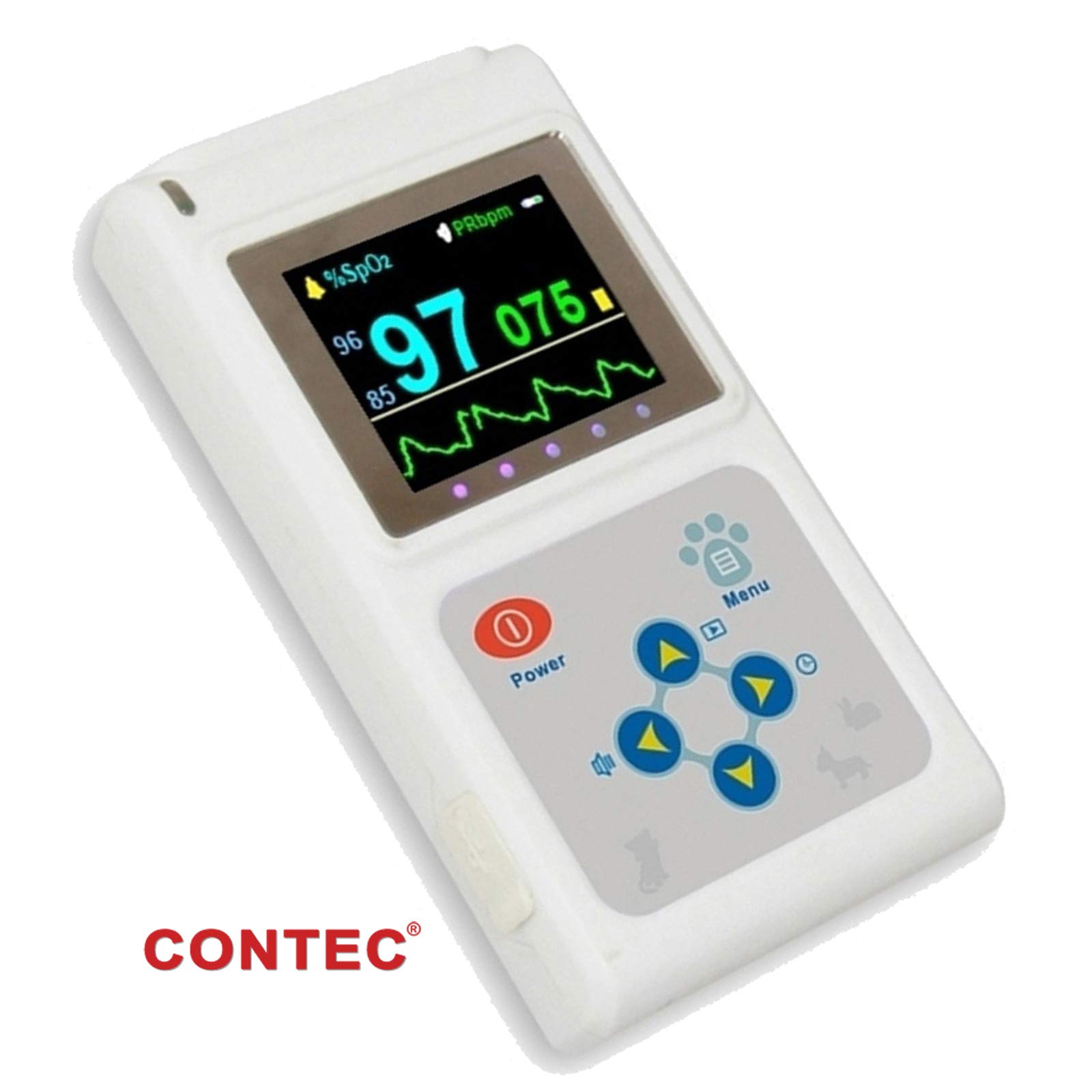 CONTEC CMS60D-VET Veterinary Pulse Oximeter - Handheld SPO2 Monitor for Dogs & Cats with Tongue/Ear Probe - Measures Pulse Rate & Oxygen Saturation - Ideal for Pet Clinics, Home Care & Emergency Use