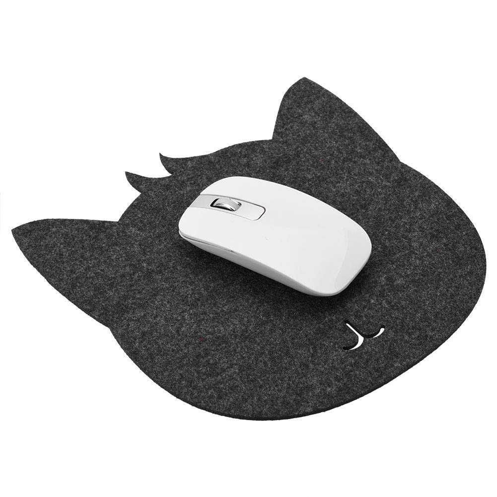 Cat-Shaped Anti-Static Mouse Pad - Dark Grey Felt Desk Mat for Office & Gaming, Ergonomic Computer Mousepad for Work & Home Use