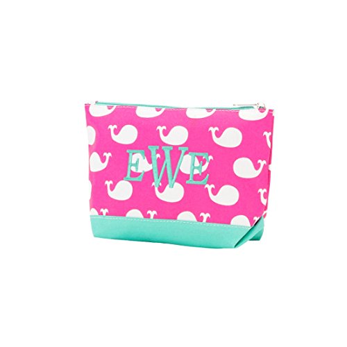 10 Pack Fashion Polyester Cosmetic Bags with Whales Print - Waterproof Travel Makeup Pouches for Women, Girls - Perfect for Travel, Gym, Beach & Daily Organizer (Hot Pink)