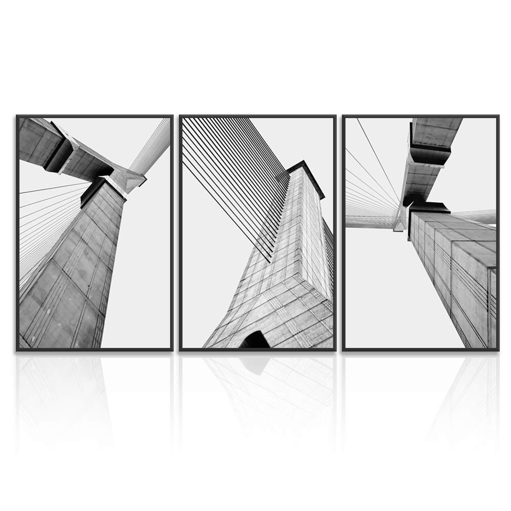 Wall26 3-Panel Framed Canvas Wall Art - Modern Cityscape Building Theme Print (24