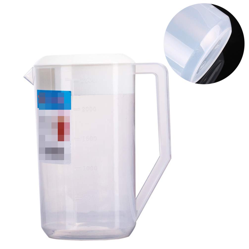 Cabilock 2L Glass Water Pitcher with Measurement Scale - BPA-Free Beverage Kettle for Iced Tea, Cold Brew Coffee, Juice & Cocktails - Perfect for Home, Office & Outdoor Entertaining