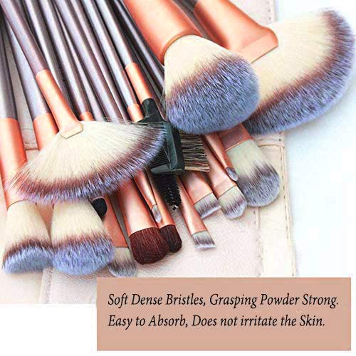 28Pcs Makeup Brush Set with Beauty Blenders & Travel Bag - Synthetic Foundation, Powder, Concealer, Eyeshadow & Blush Brushes - Champagne | Perfect for Professional Makeup Artists & Travel Beauty Kits