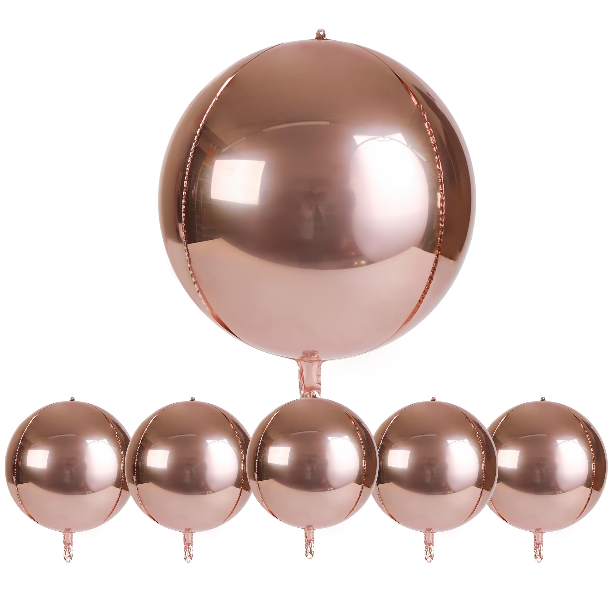 22 Inch Metallic Rose Gold Mylar Balloons - Pack of 6 | Rose Gold Foil Balloons for Garland, Arch Kit & Party Decorations | Perfect for Birthdays, Weddings, Baby Showers & Anniversary Celebrations