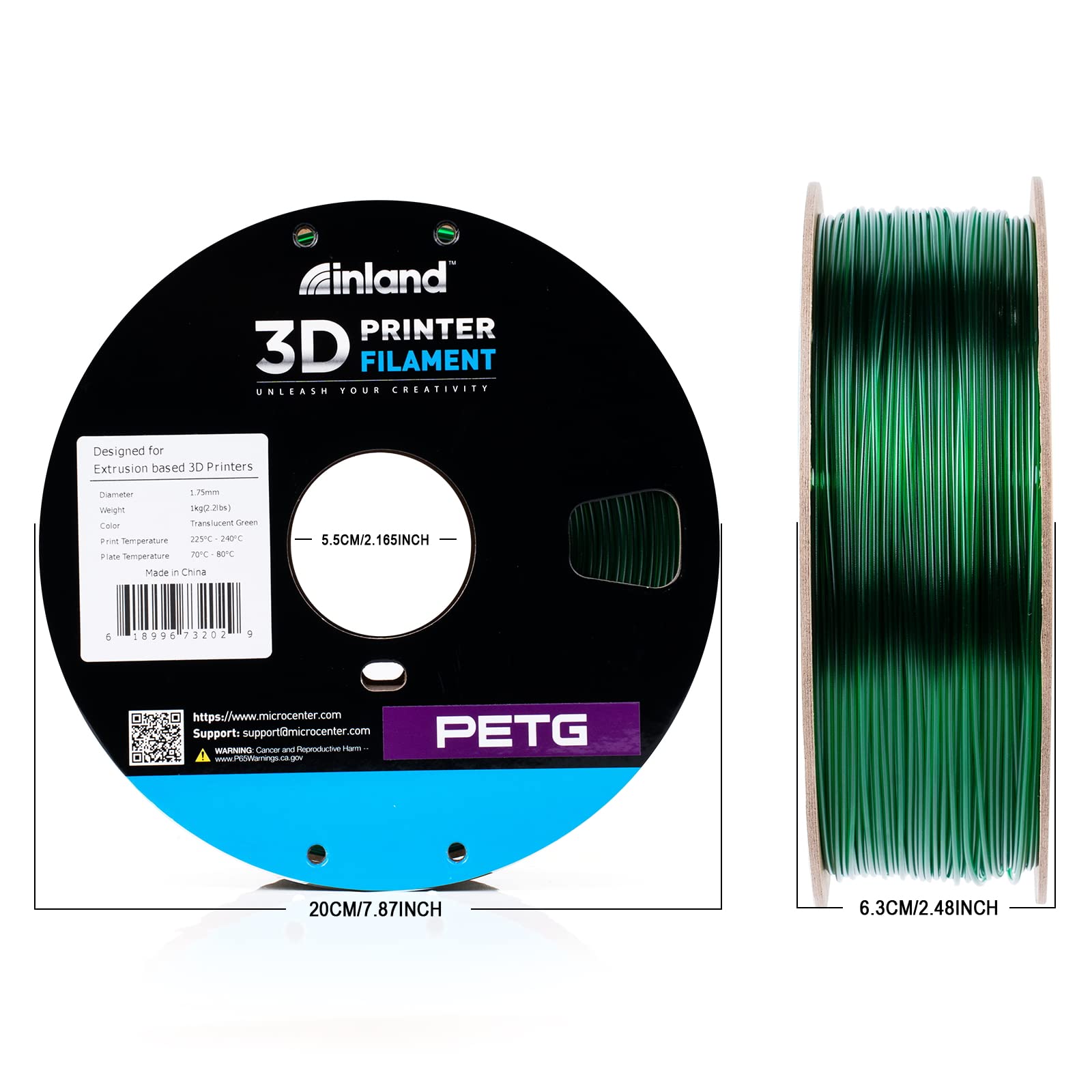 Premium PETG Filament 1.75mm for 3D Printing - Translucent Green 1KG Spool with High Precision (±0.03mm) - Ideal for Functional Prototypes, Cosplay Props & DIY Projects