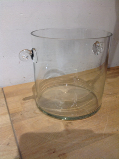 7.5 Inch Clear Glass Ice Bucket with Handle - Perfect for Chilling Wine, Champagne, and Beverages at Parties, Weddings, and Home Bars