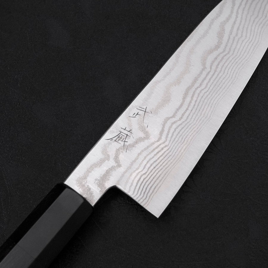 Premium Santoku Knife 165mm - Japanese Damascus Steel Blade with Nickel & Buffalo Ebony Handle - Perfect for Slicing, Dicing & Chopping Vegetables, Meat & Fish