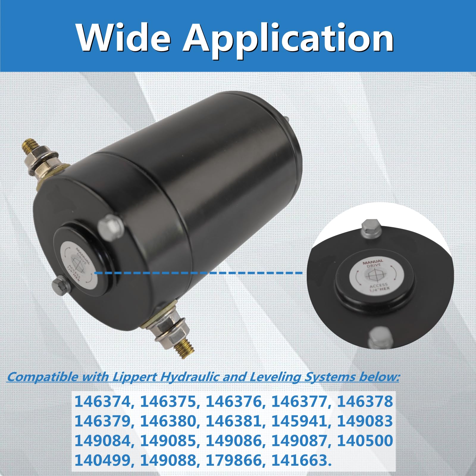 167576 Hydraulic Pump Motor Leveling & Slide Out Replacement for Lippert Components Leveling System - 414018 & #F000MM0809 12V Permanent Magnet Motor 1 HP - Compatible with RV Leveling Systems & Slide-Out Mechanisms
