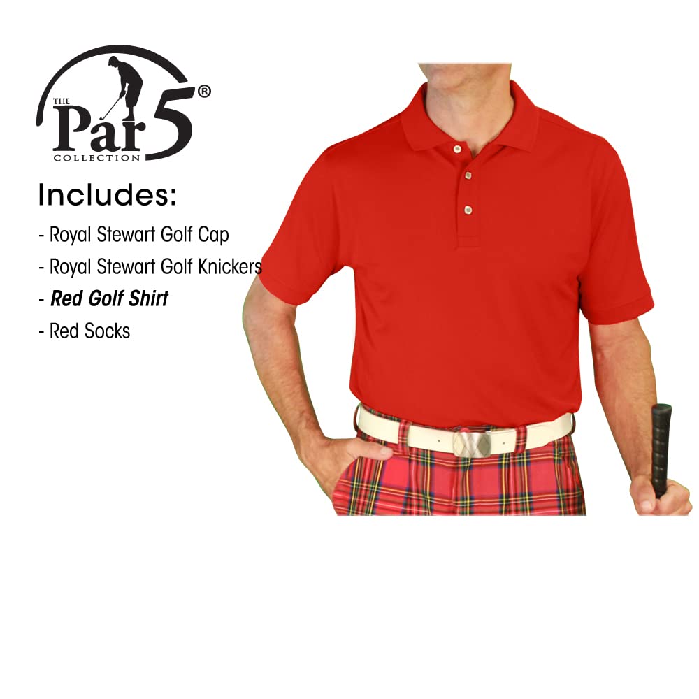 Royal Stewart Tartan Golf Outfits for Men - Premium Red Plaid Golf Shirt & Pants Set - Perfect for Club Tournaments & Casual Golfing