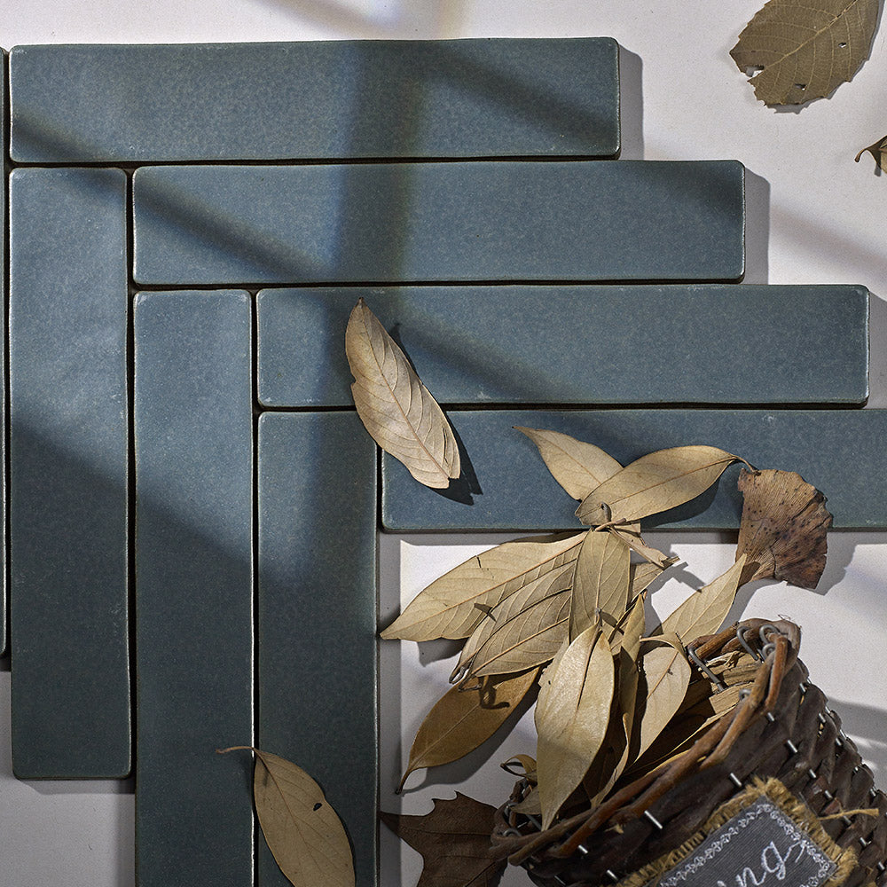 Handmade Mykonos Sea Blue 50X250 Zellige Matte Subway Tile - Perfect for Kitchen Backsplash, Bathroom Walls & Mediterranean Style Home Decor