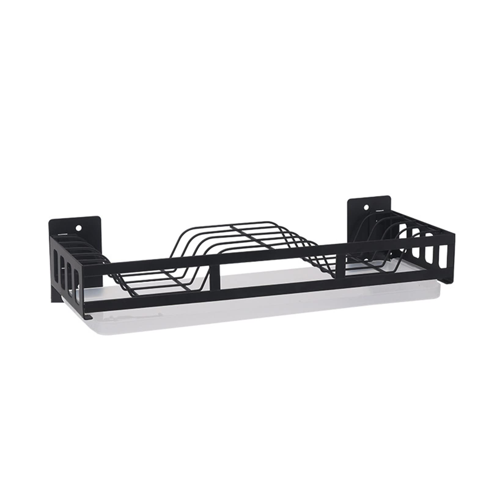 Stainless Steel Wall Mounted Kitchen Rack - Dish Drying Rack, Spice Organizer & Utensil Holder - Space Saving Kitchen Storage Solution for Small Apartments (Black) - Perfect for Drying Dishes, Organizing Spices & Saving Counter Space