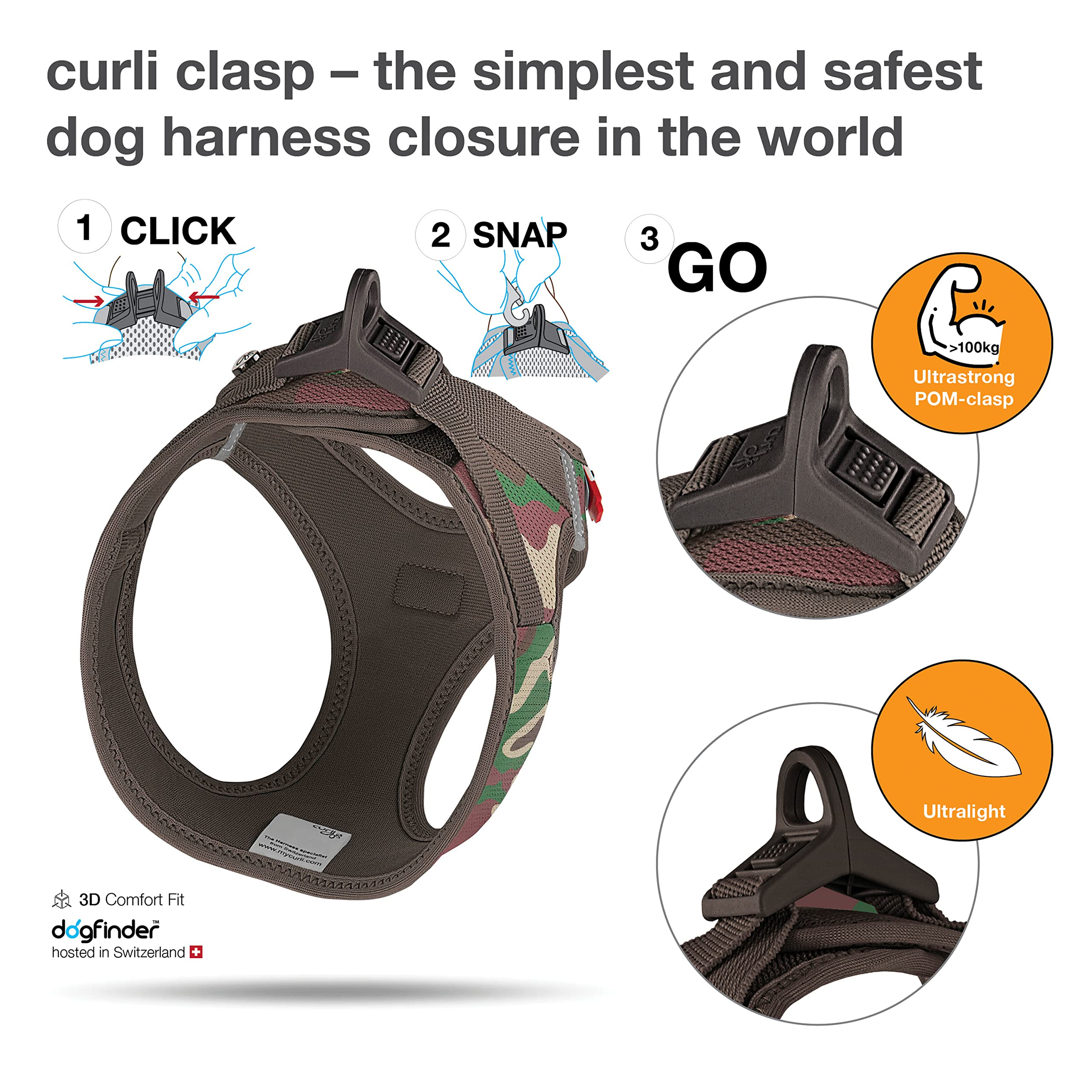 Tactical Air-Mesh Camo Vest Harness with Curli Clasp - Adjustable Dog Harness for Outdoor Adventures, Hunting & Hiking