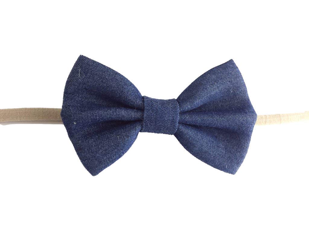 Denim Bow Baby Headband for Girls - Newborn Photo Props