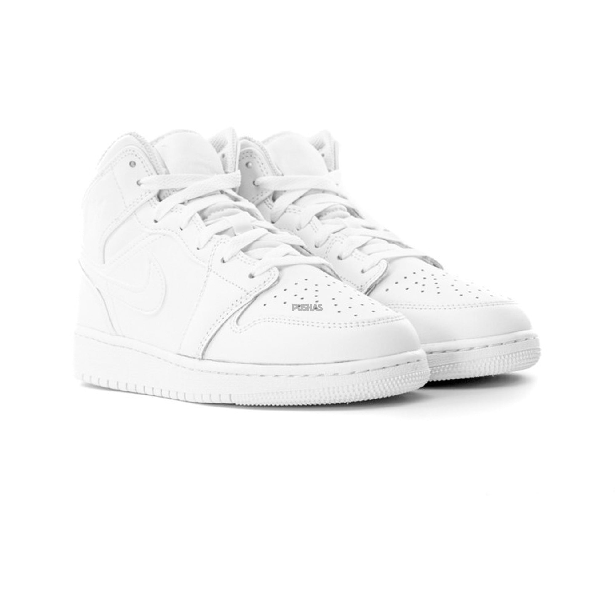 Air Jordan 1 Mid 'Triple White' GS Sneakers for Girls (2023) - Comfortable Basketball Shoes for School, Sports & Casual Wear