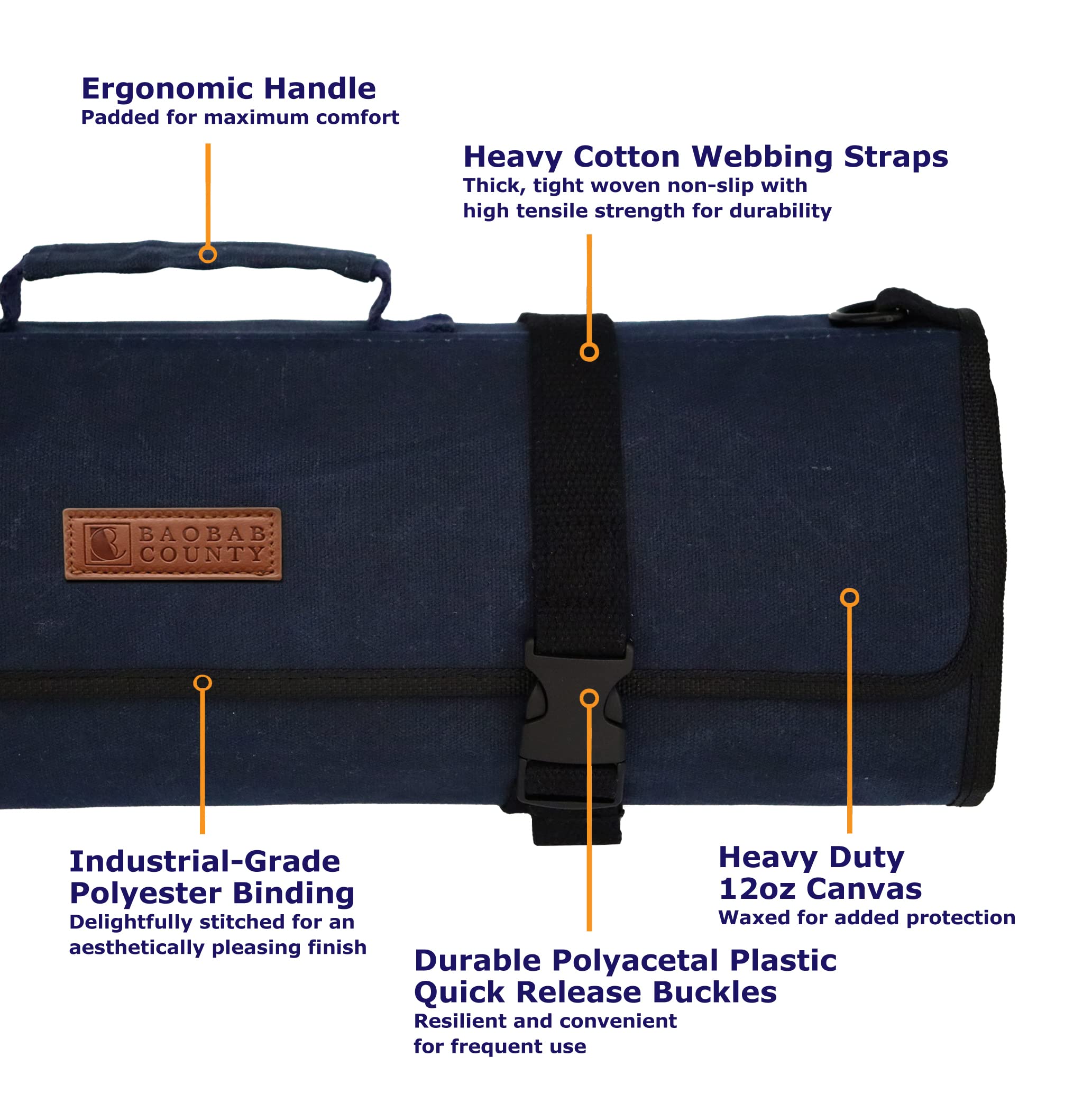 Professional Knife Roll Bag for Chefs - Durable & Stylish Navy Blue Knife Storage Case - Perfect for Culinary School, Kitchen, Travel & BBQ