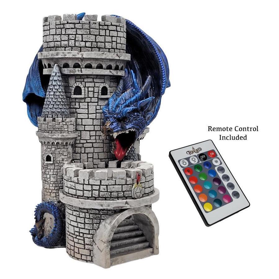 Blue Dragon's Keep Dice Tower for D&D, RPG & Tabletop Games - Portable & Compact Dice Rolling Tray for Dungeons & Dragons, Pathfinder & Board Games - Perfect for Gamers & Collectors