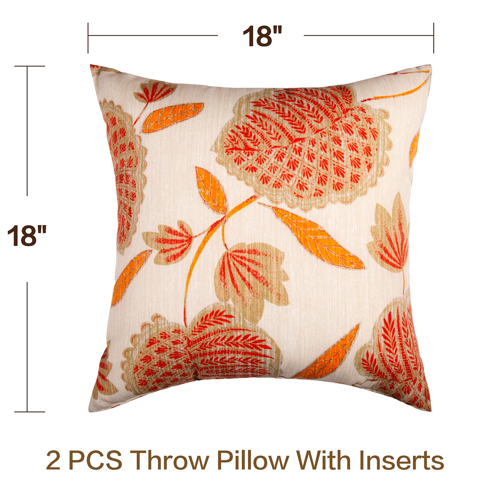JMGBird Waterproof Outdoor Throw Pillows Set of 2 - 18×18 Inch Decorative Square Pillow Covers for Patio Furniture, Garden, Poolside & Indoor Use on Sofa, Bed, Couch