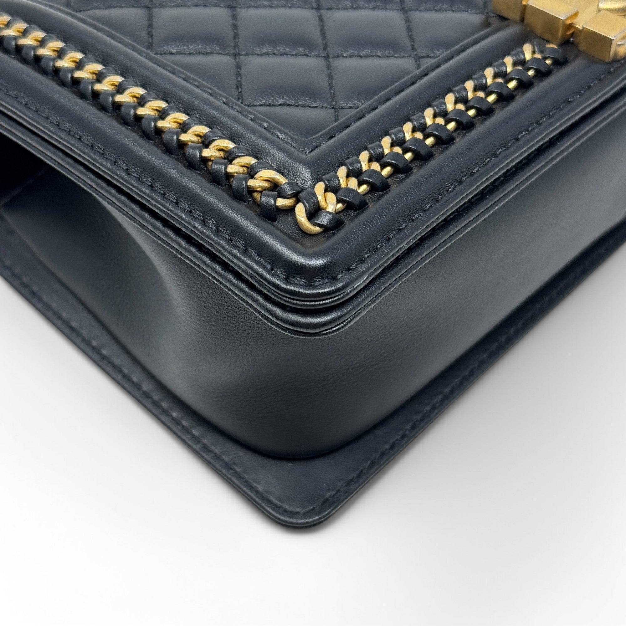 Chanel Black Medium Boy Top Handle Bag - Luxury Designer Handbag for Women | Perfect for Evening Parties, Date Nights & Special Occasions