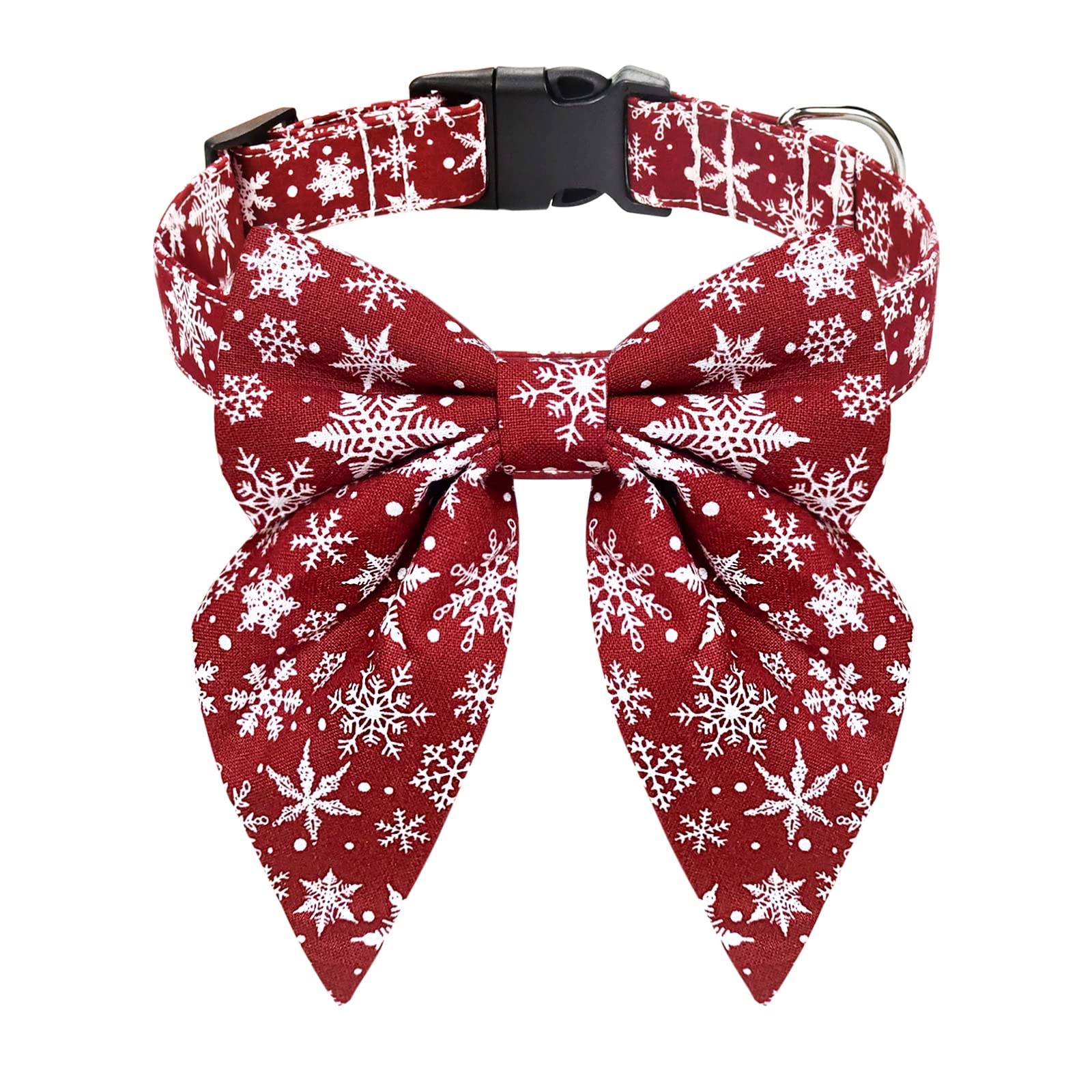 Christmas Dog Collar with Bow Tie - Classic Plaid Holiday Pet Collar for Small Medium Large Dogs | Soft Durable Puppy Collar for Christmas Photos & Party Outfits (Red, Small)