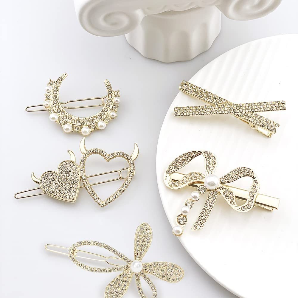 Stylish Geometric Metal Hair Clips for Women - Korean Fashion Barrettes & Hair Pins (5-Pack, 2-Pack) - Perfect for Updos, Ponytails & Everyday Hairstyles