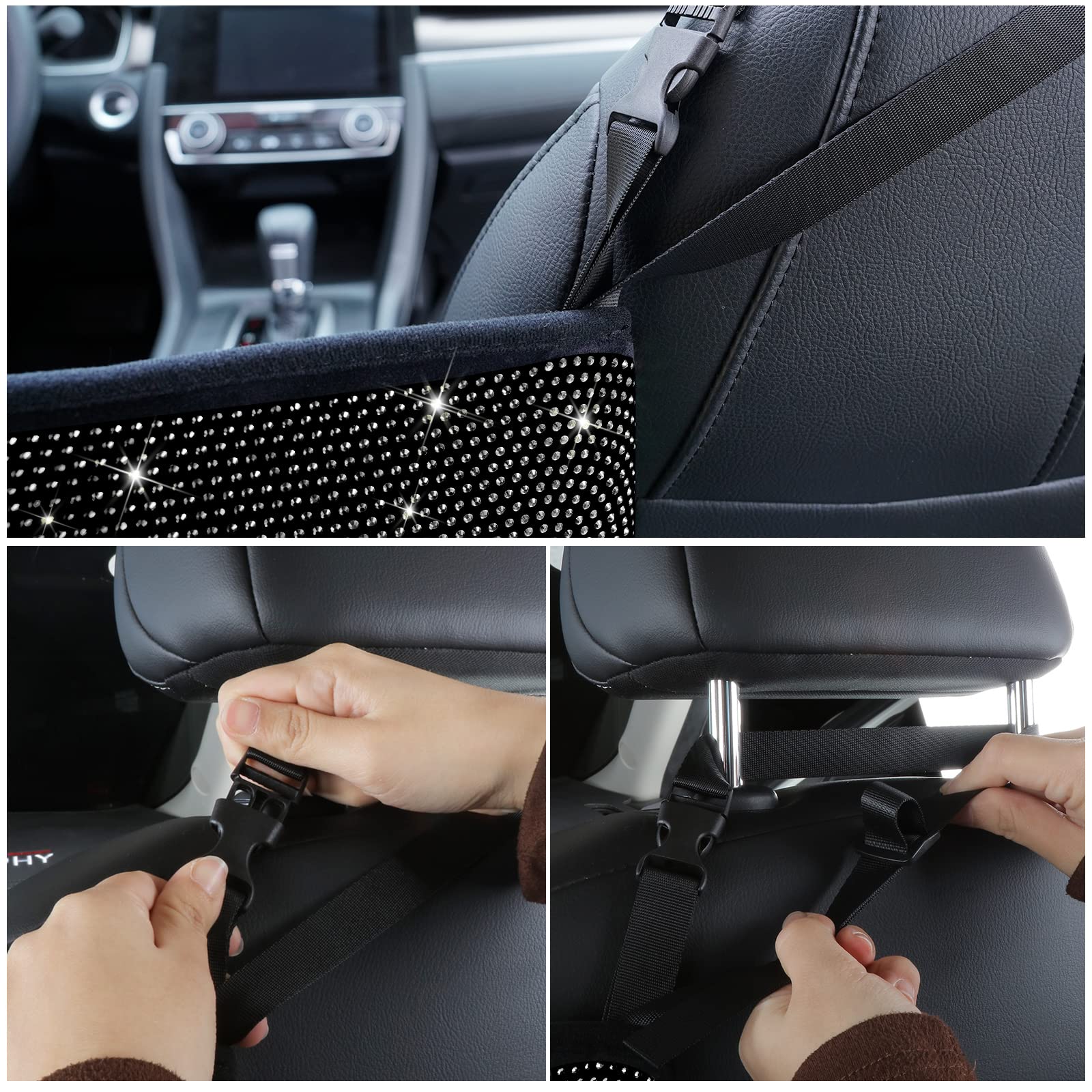 Car Seat Organizer with Purse Holder - Back Seat Storage Net for Women - Mother's Day Gift Ideas from Daughter or Son - Birthday Present for Mom - Black - Perfect for Road Trips & Daily Commute