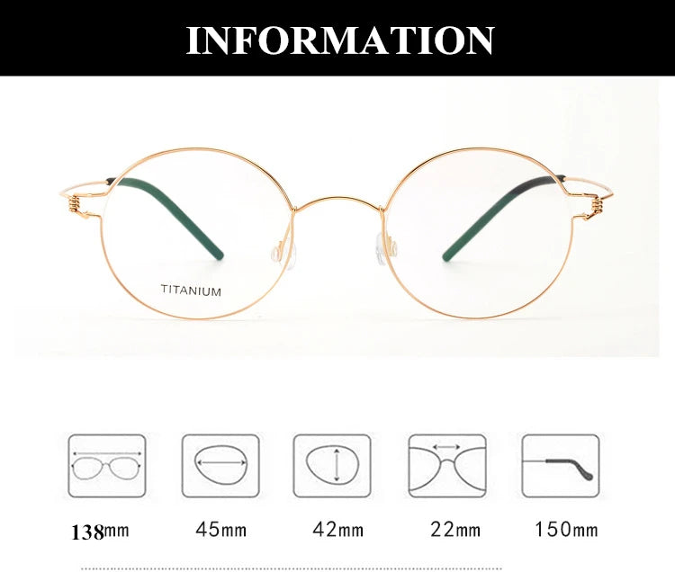 Stylish Black Titanium Full Rim Round Screwless Eyeglasses for Women - Perfect for Reading, Work & Everyday Fashion
