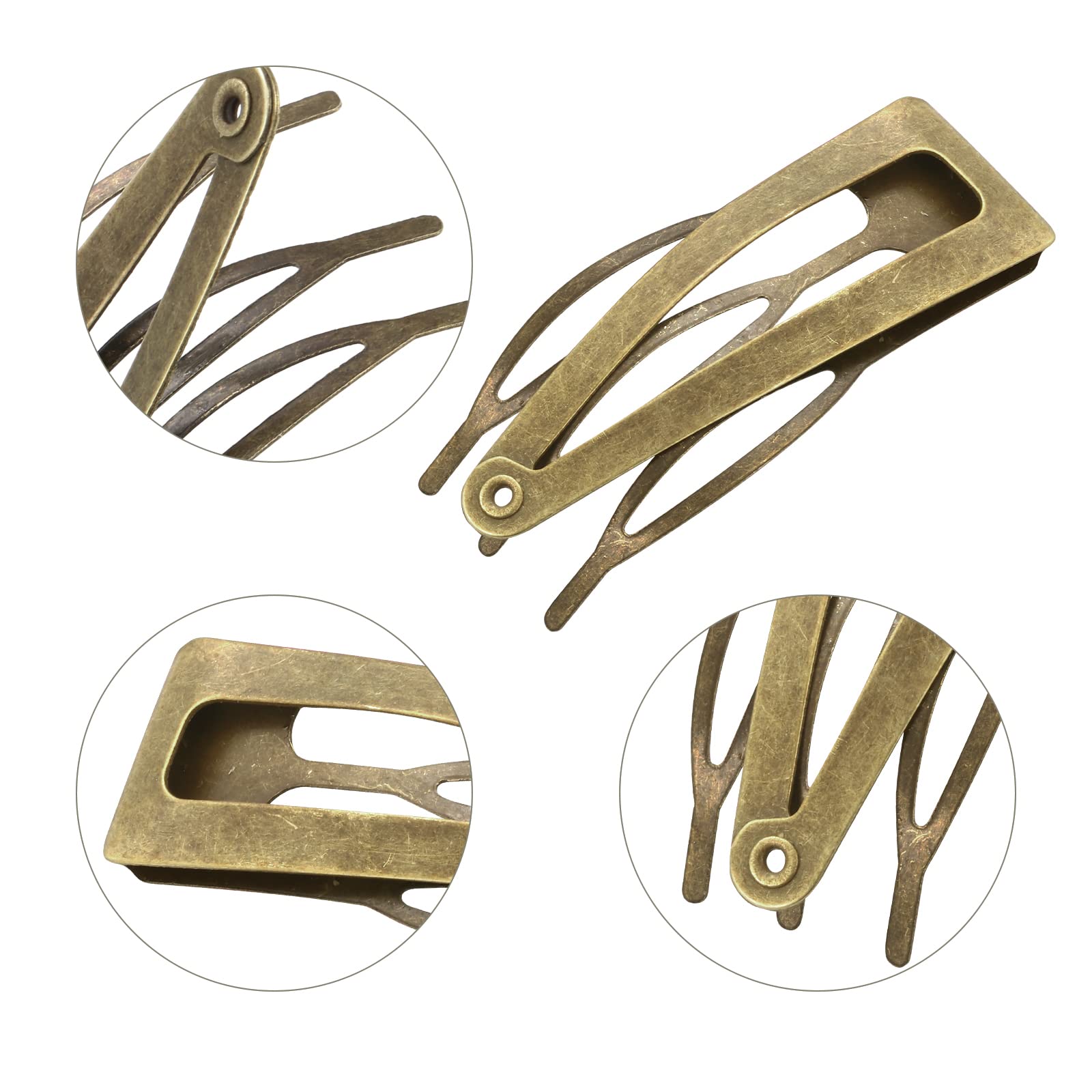 24 Pcs Double Grip Metal Snap Hair Clips - Women's Barrettes for Styling, Salon Supplies (Ancient Bronze, 2 Inch) - Perfect for Updos, Braids, Ponytails & Hair Accessories