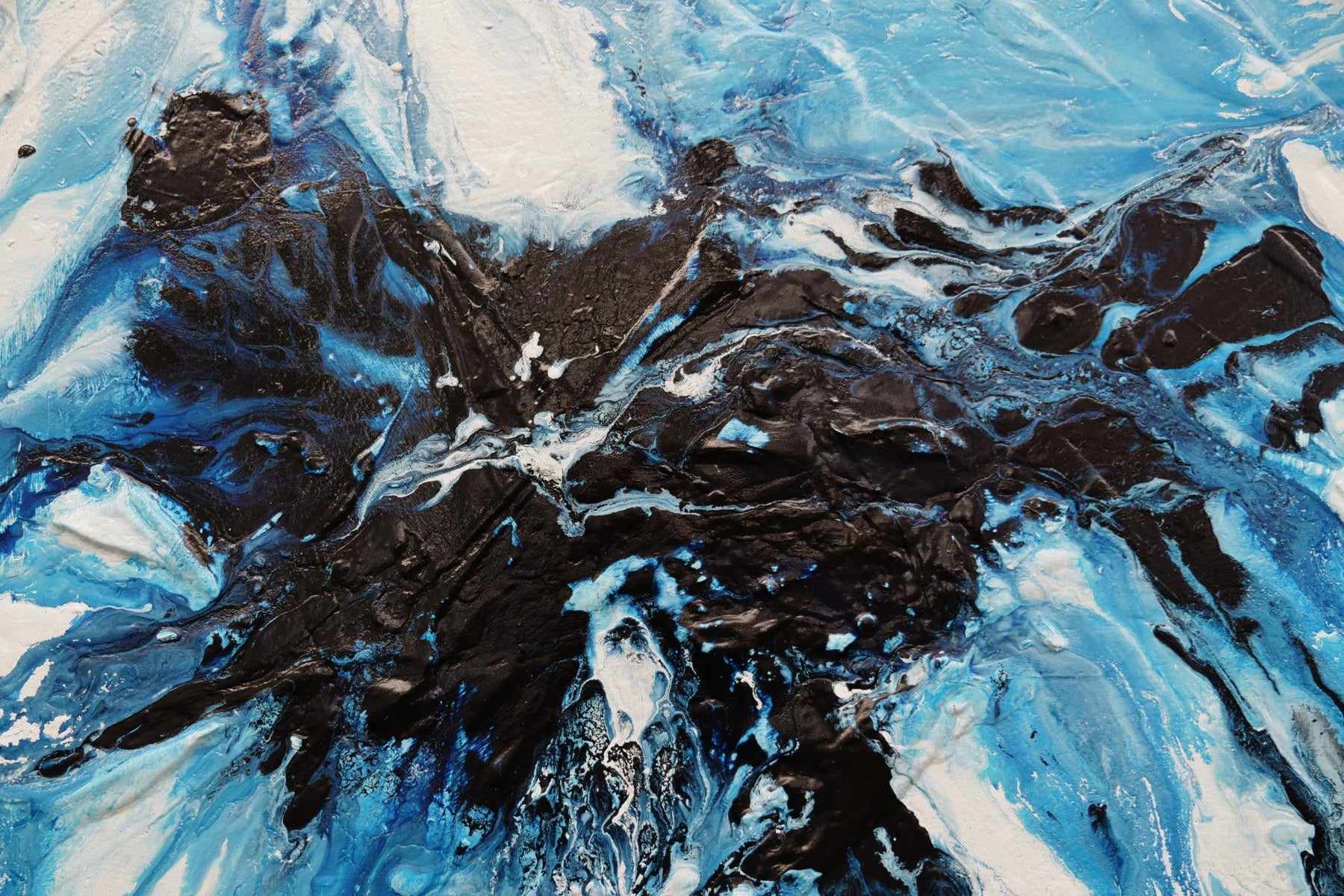 Midnight Ice 190cm x 100cm Blue White Textured Abstract Canvas Wall Art - Modern Home Decor for Living Room, Bedroom & Office