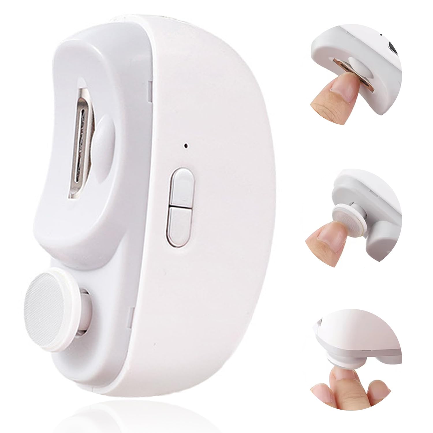 3 in 1 Electric Nail Clipper with LED Light - USB Rechargeable Automatic Nail Trimmer for Baby, Kids, Adults & Seniors - 2 Speed Settings for Safe & Gentle Nail Care - Perfect for Home, Travel & Gifts (White)