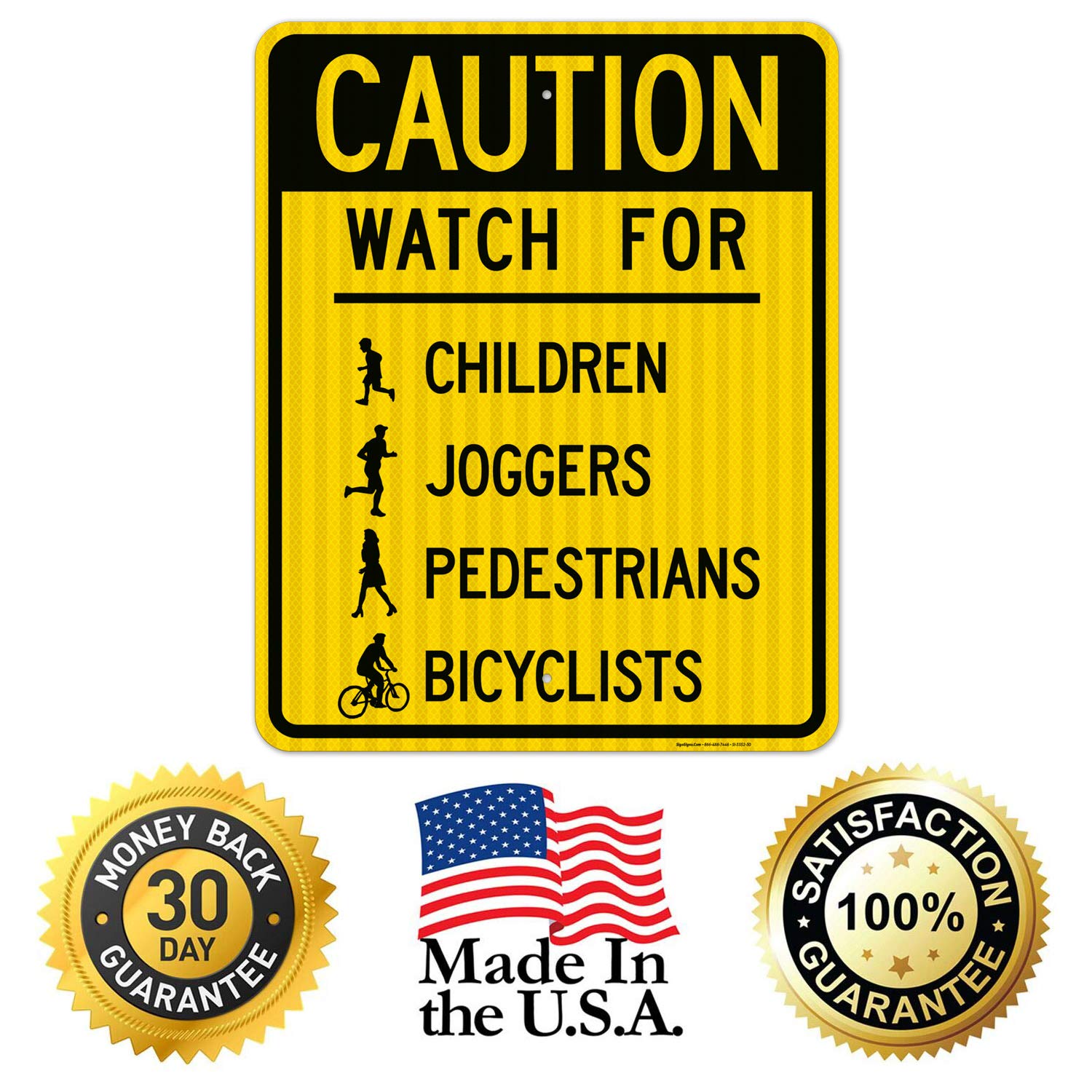 3M Reflective Caution Watch for Children Sign - 24x30 Inches, .080 Aluminum, Fade Resistant for Indoor/Outdoor Use - Ideal for Jogging Paths, School Zones & Bike Lanes (Made in USA)