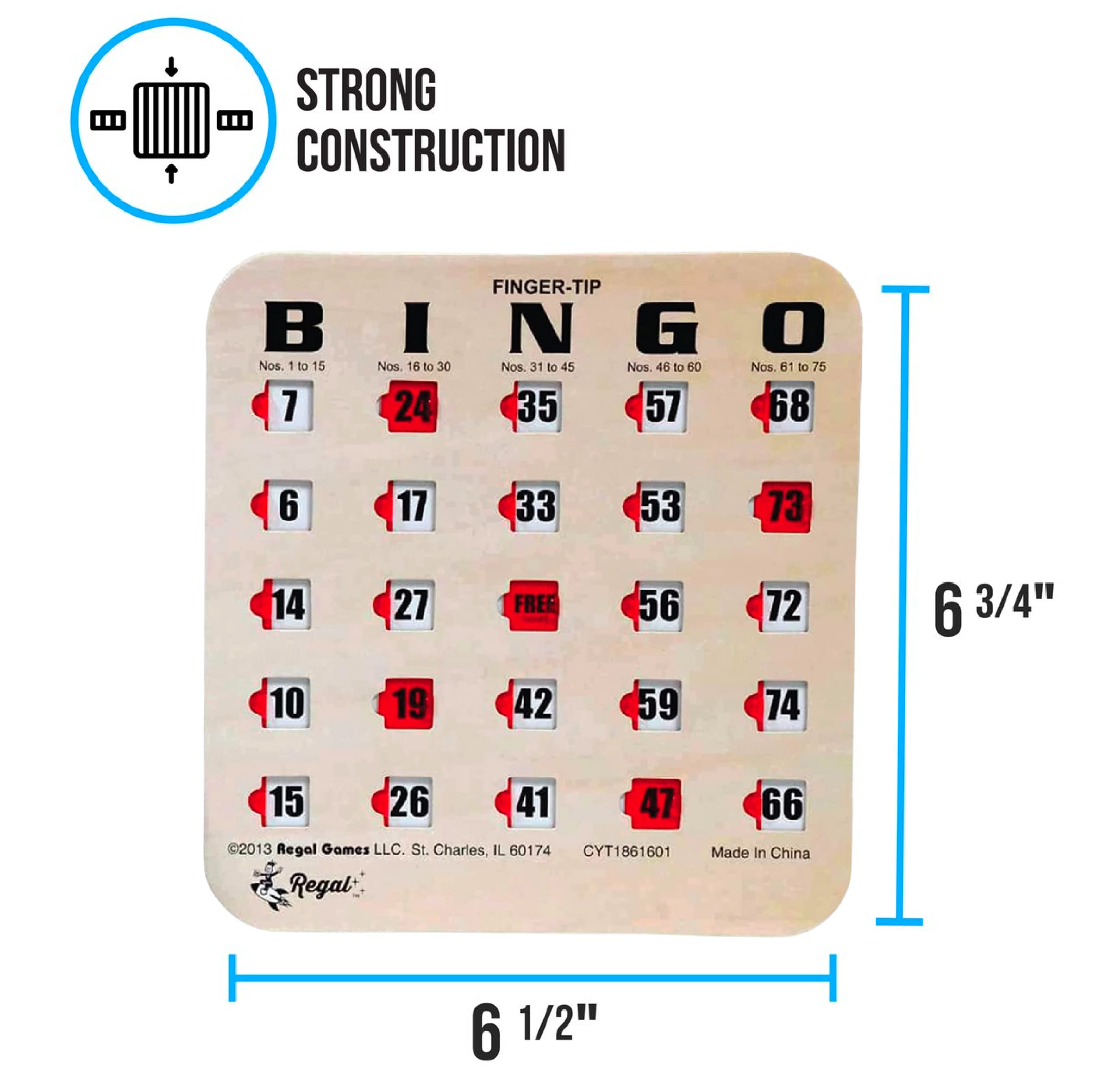 Regal Bingo Bulk Bingo Cards with Sliding Windows - 100 Pack Reusable Large Print Bingo Game Cards for Adults & Large Groups - Woodgrain Design - Perfect for Parties, Fundraisers, Senior Activities & Family Game Nights
