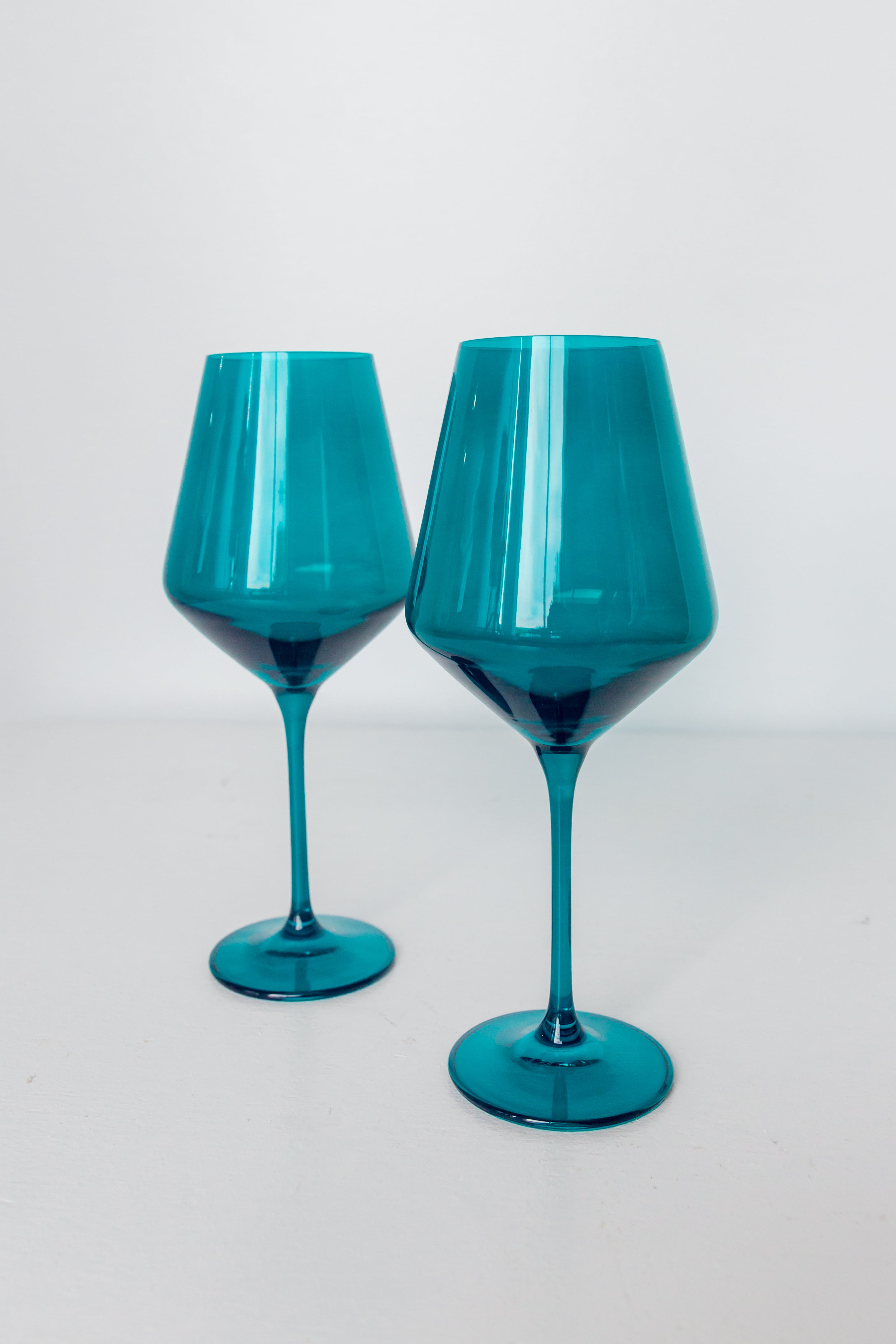 Estelle Teal Wine Glasses Set of 2 - Elegant Stemware for Red & White Wine - Perfect for Dinner Parties & Romantic Date Nights