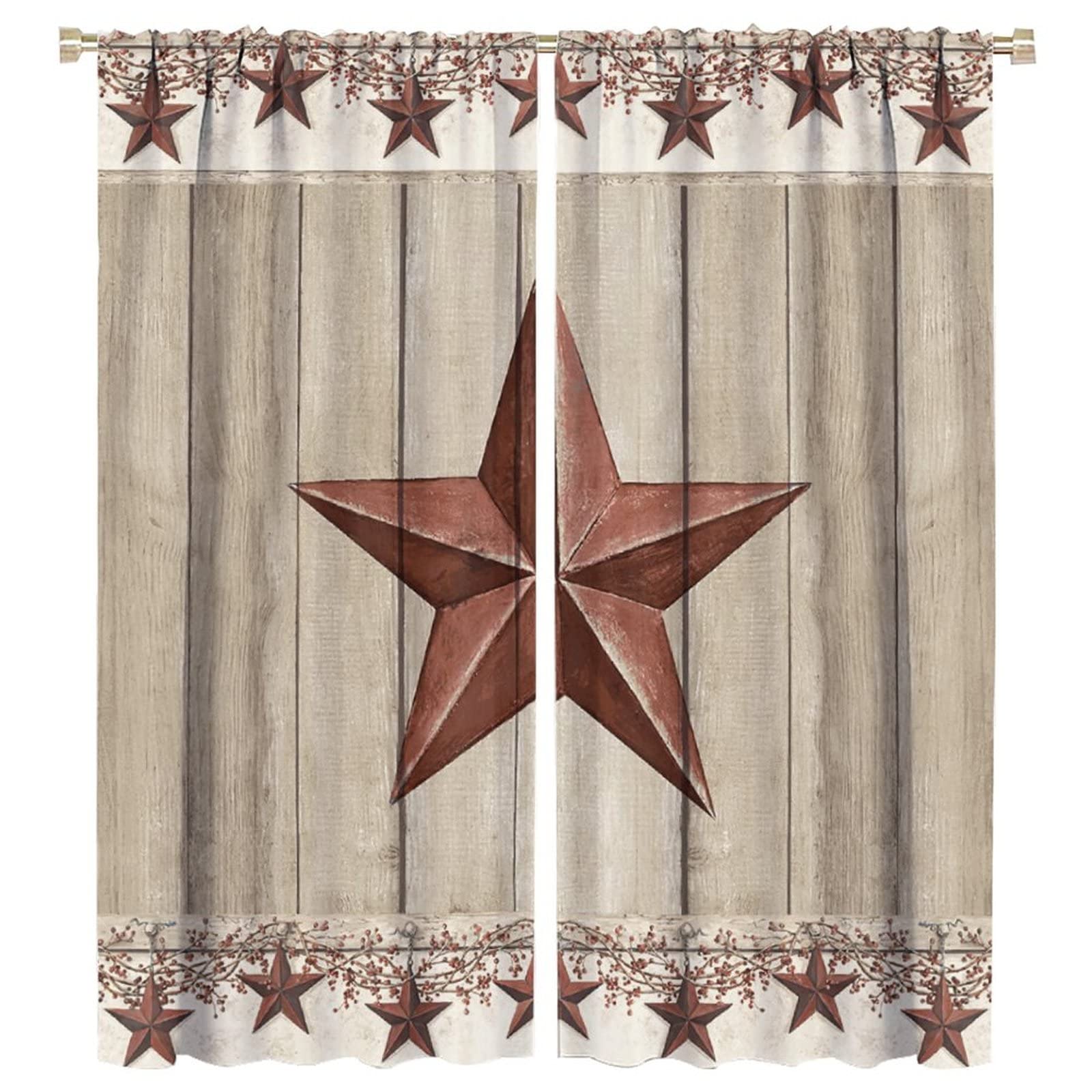 Texas Star Western Retro Farmhouse Rod Pocket Thermal Curtains - 55