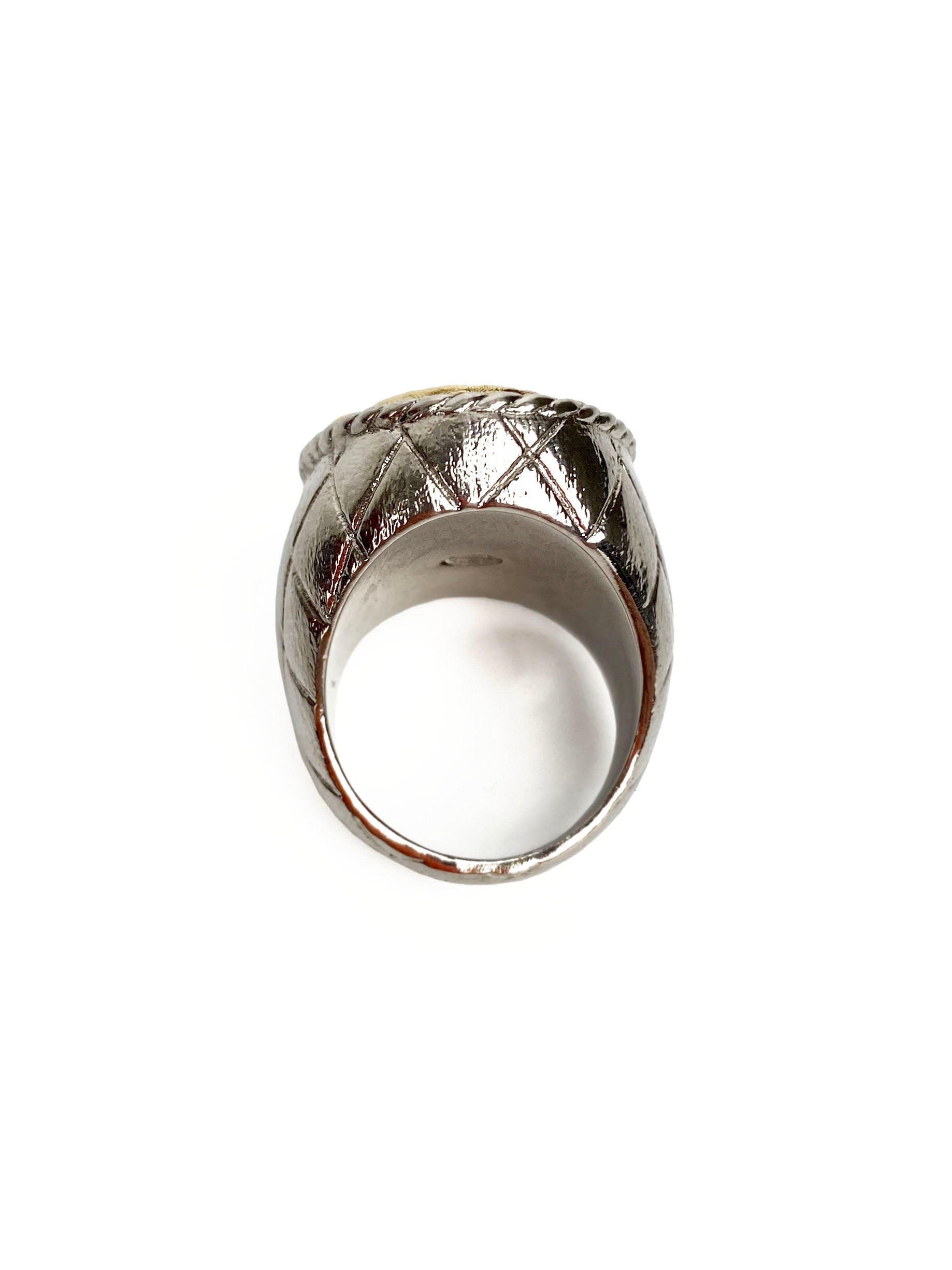 Chanel Silver & Gold Crown Ring for Women - Elegant Fashion Jewelry Gift for Birthday, Anniversary & Special Occasions