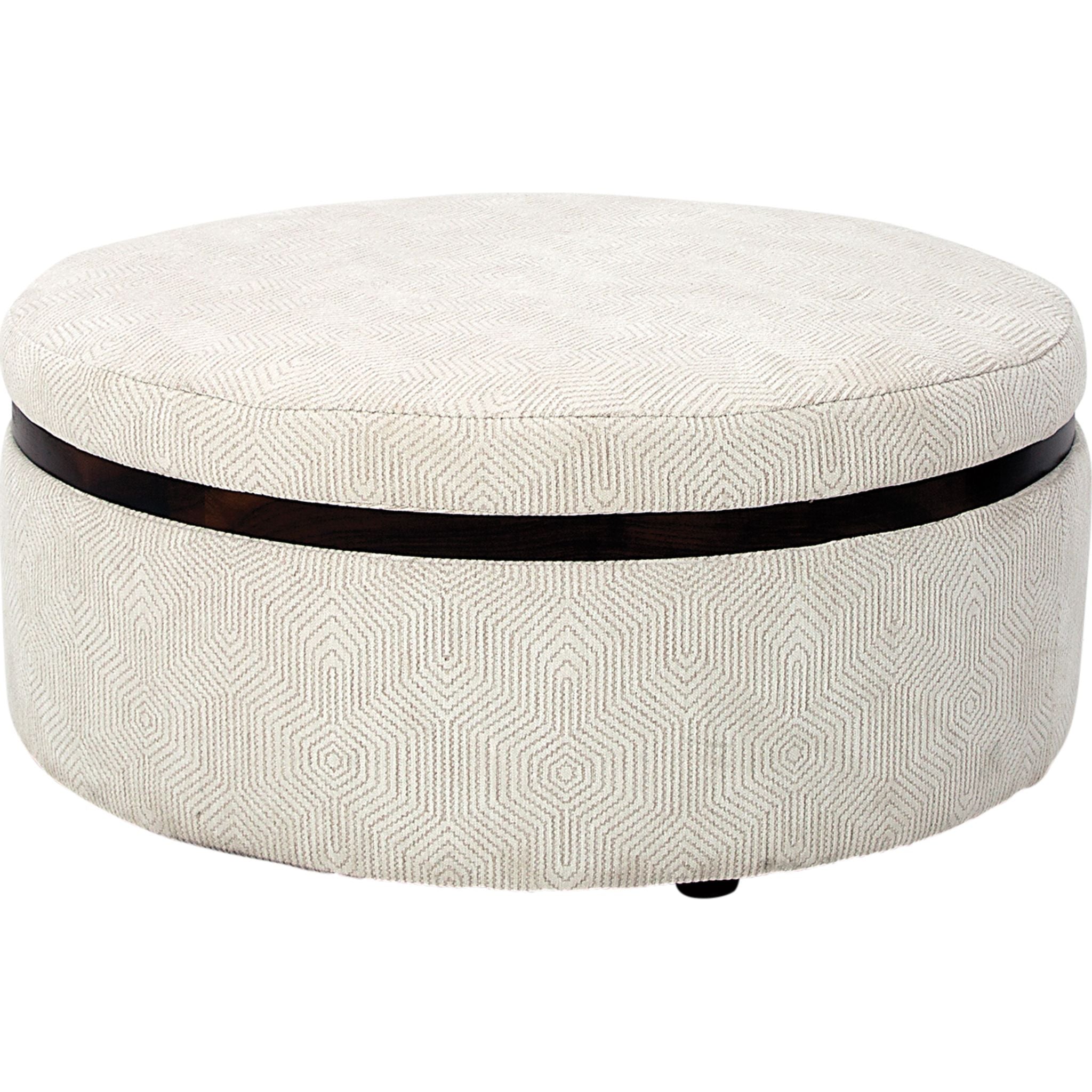 Bell Storage Ottoman with Lift Top - Rizzo Almond Fabric - Extra Seating & Hidden Storage for Living Room, Bedroom, or Nursery