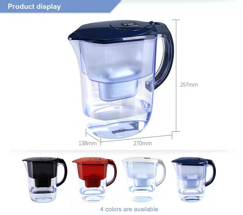 Alkaline Water Filter Pitcher 3.8L with Activated Carbon Filter - Reduces Limescale & Chlorine, BPA Free Water Purifier (Blue) - Perfect for Home, Office & Travel Hydration
