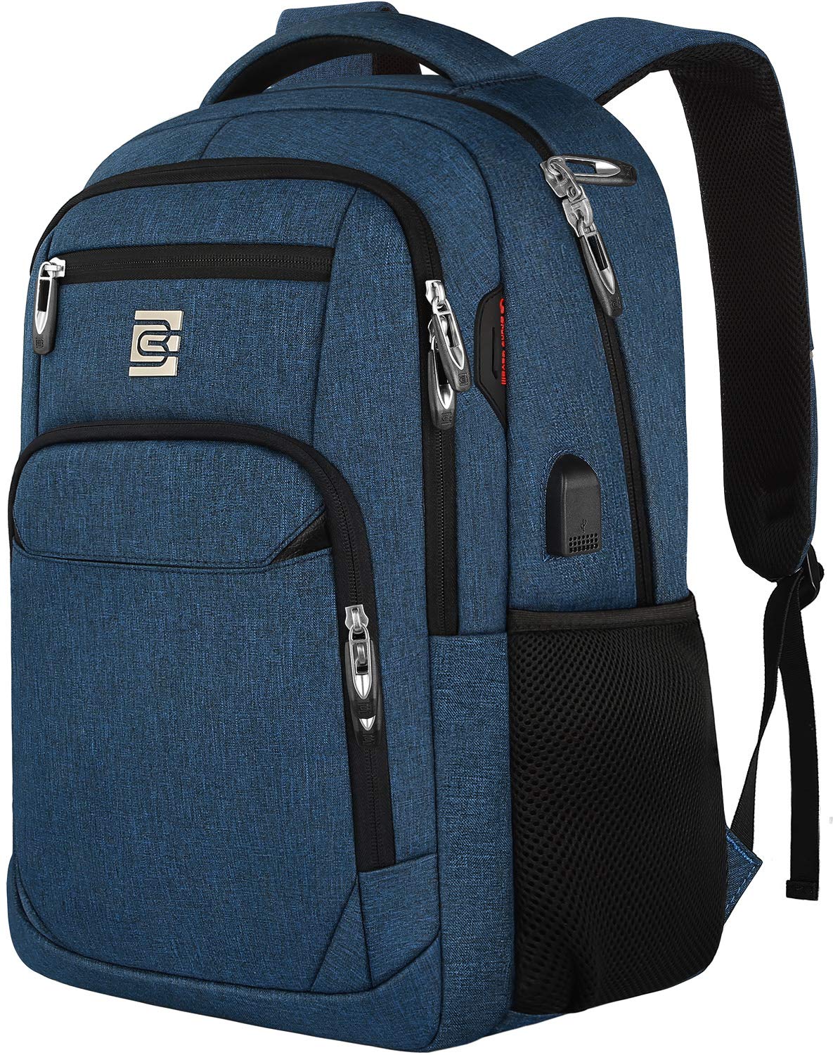 Anti-Theft Slim Laptop Backpack for Business Travel & College, Durable Water-Resistant USB Charging Bag for Women & Men, Fits 15.6 Inch Laptop & Notebook - Blue, Perfect for Work, School & Commuting
