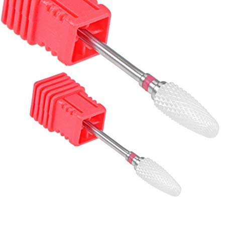 2pcs Professional Ceramic Nail Drill Bits 3/32 Inch (Fine Grit) - Manicure & Pedicure Tools for Salon & Home Use - Perfect for Nail Art, Acrylics & Gel Polish Removal