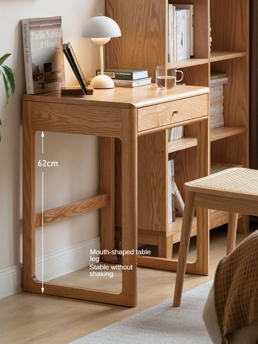 Solid Oak Wood Small Office Desk - Compact & Durable Home Office Furniture for Writing, Studying & Remote Work