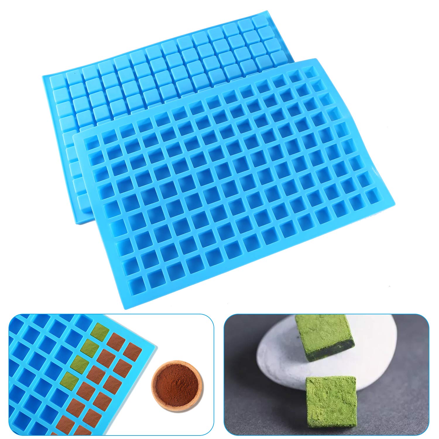 Premium Silicone Candy Molds - 2 Pack (126 Cavities) for Chocolate, Gummies, Jelly, Truffles & Caramels | Mini Square Ice Cube Tray | Perfect for Baking, Party Favors & DIY Desserts