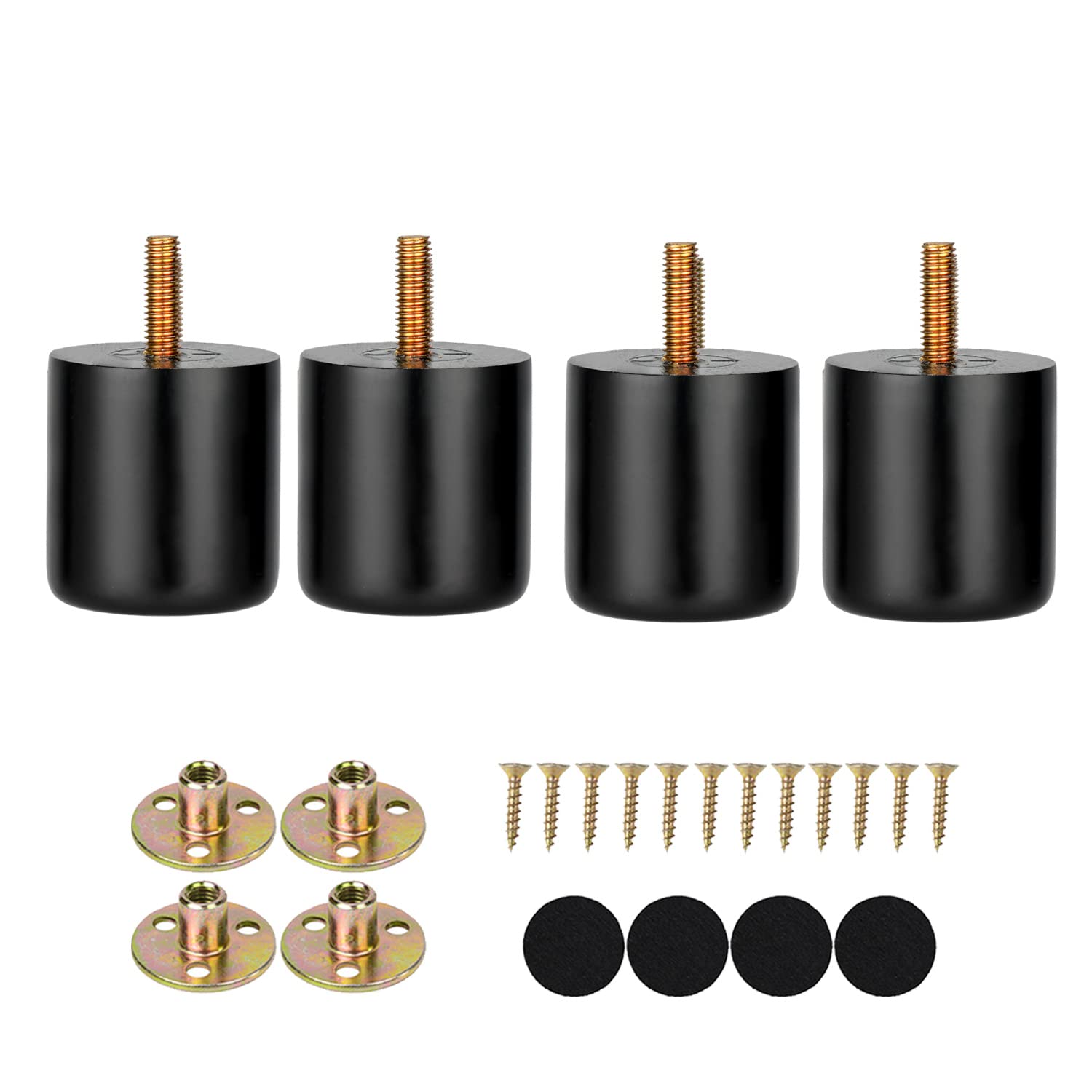 Maricome 2 Inch Round Wooden Furniture Legs - Set of 4 Solid Mid Century Modern Sofa Feet for Couch, Ottoman & Dresser - Perfect for Living Room, Bedroom & Office Furniture Upgrade