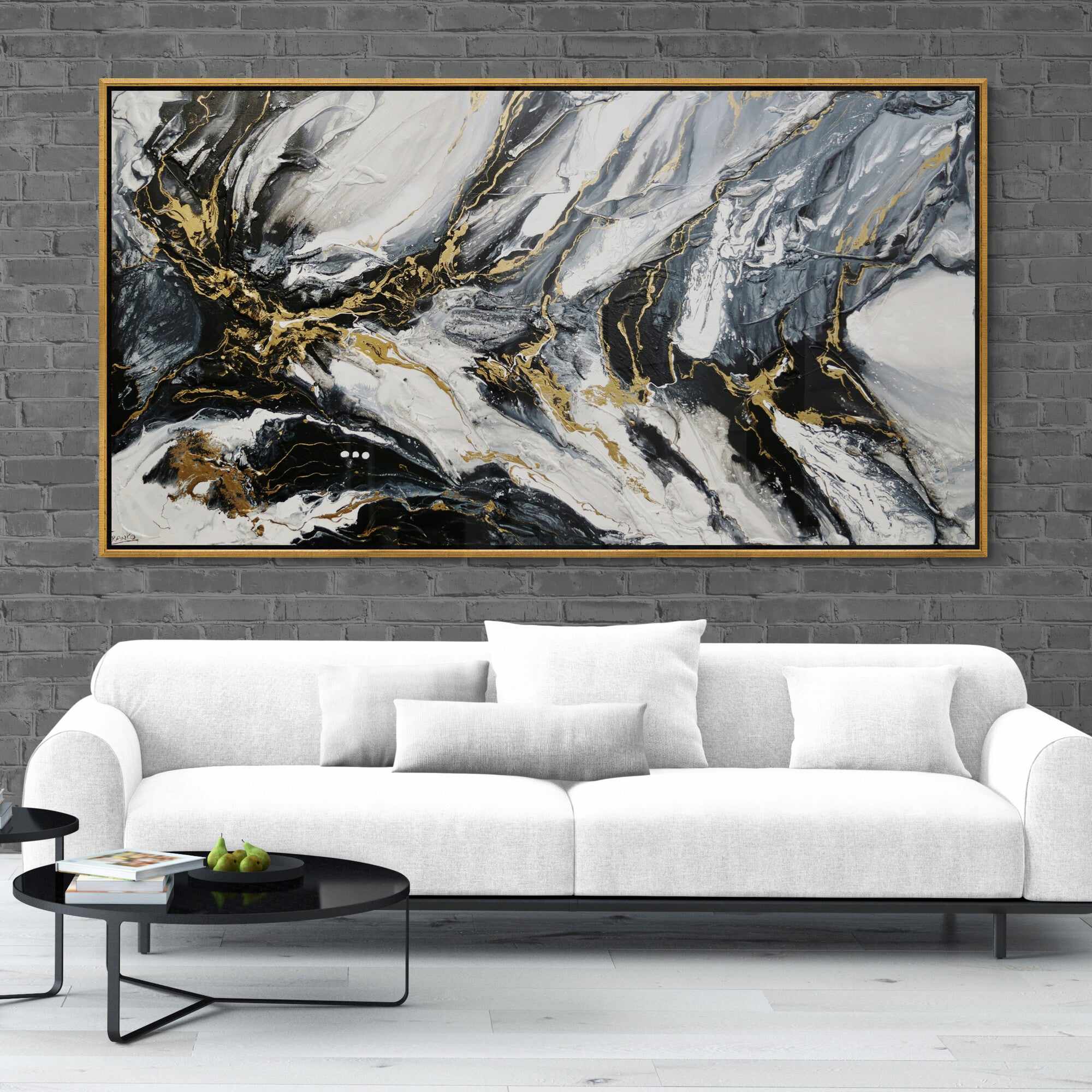 Golden Glamour 190x100cm White Gold Textured Abstract Canvas Art - Modern Wall Decor for Living Room, Bedroom & Office